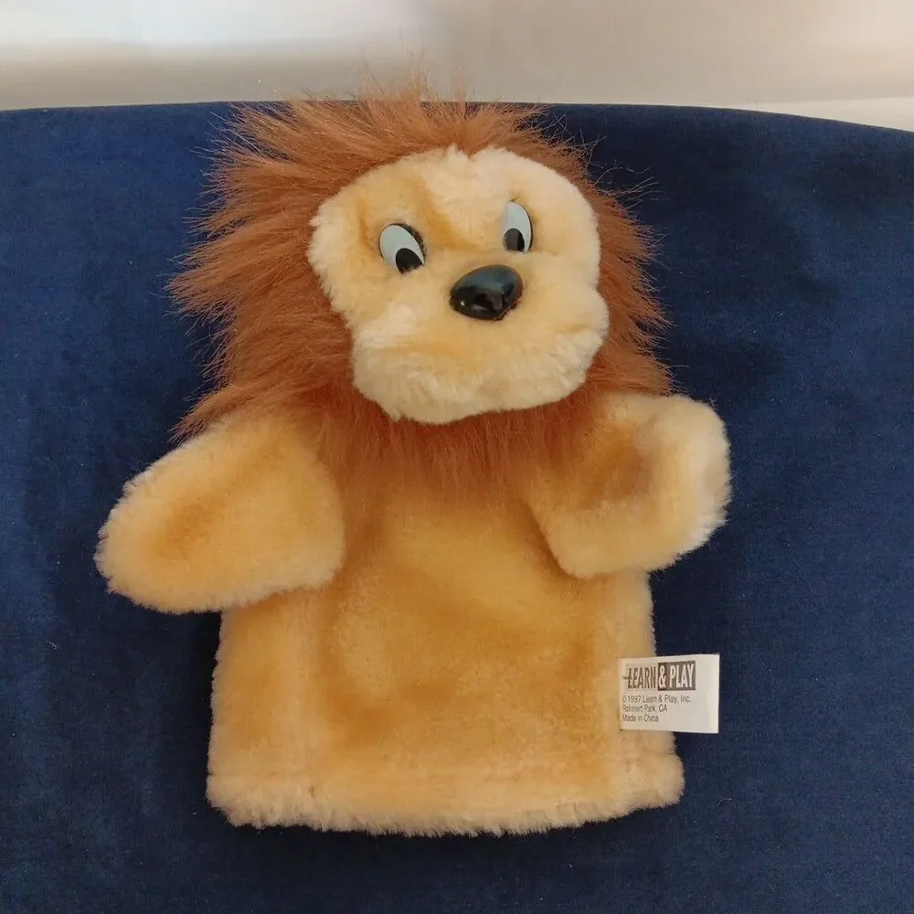Learn & Play Lion Hand Puppet Plush 1997 Soft Vintage Imagination Toy